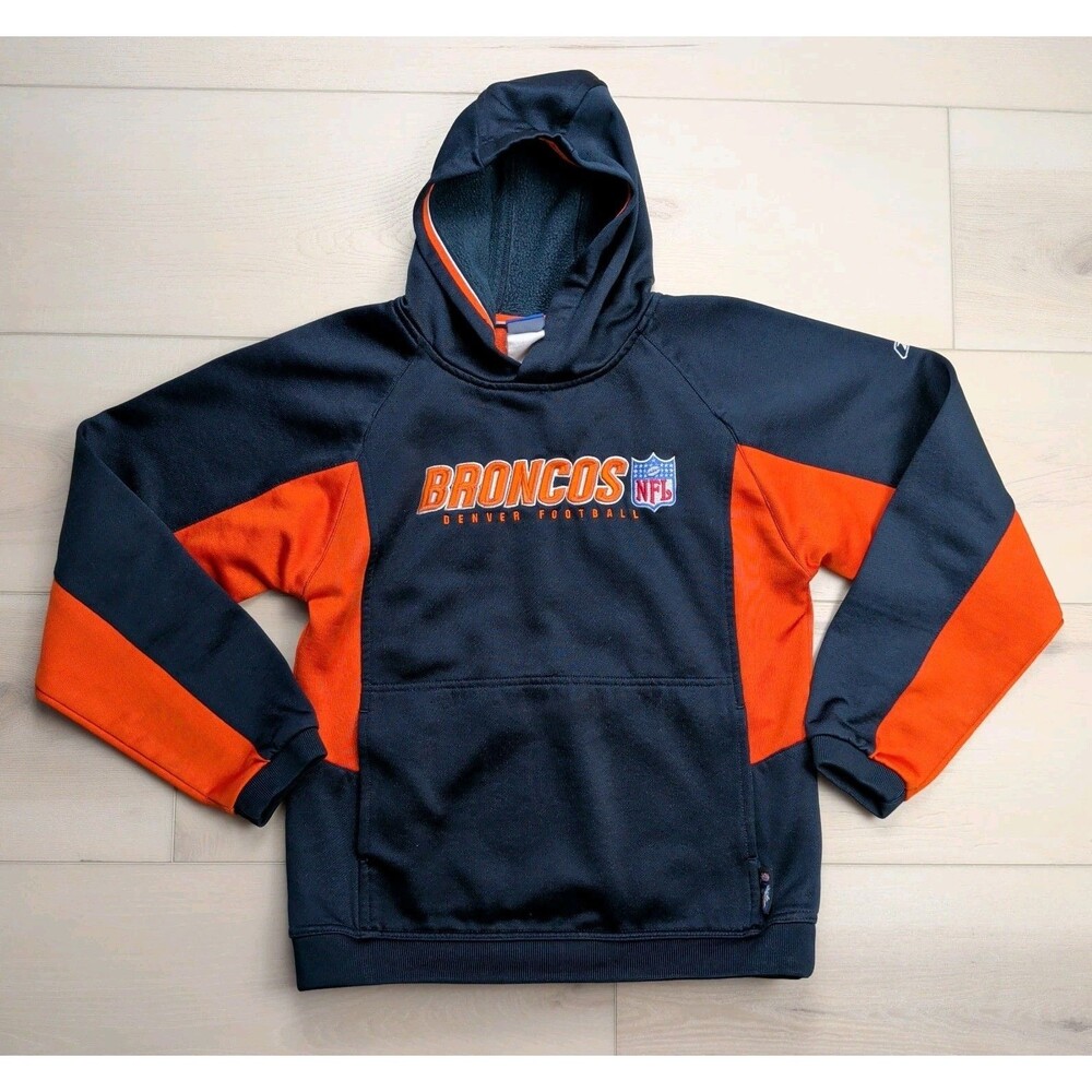 Vintage Reebok Denver Broncos Hoodie Mens S‎ NFL Team Apparel Embroidered Logo